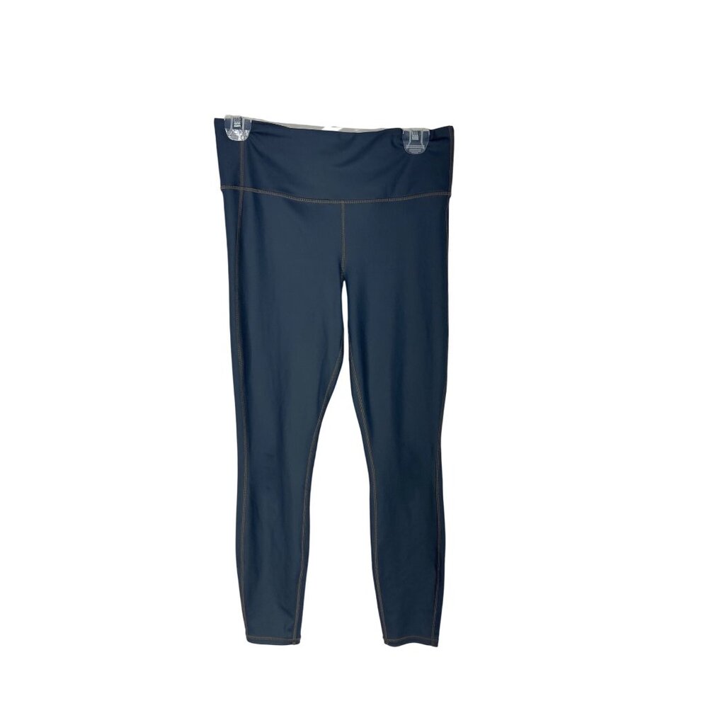 Athleta Womens Gray Blue Full-Length High-Waisted Athletic Leggings With Contras